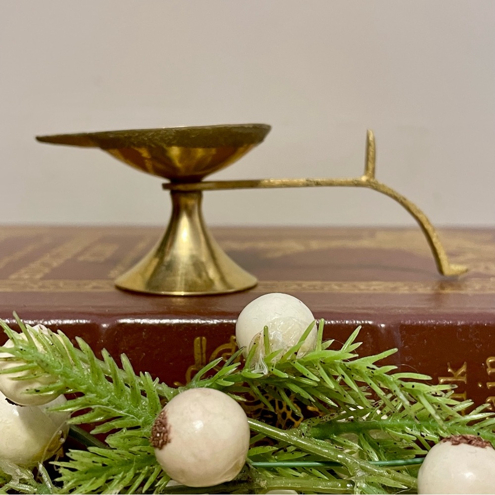 Brass Diya Panch Arti Oil Lamp Camphor Burner Hindu Puja Temple